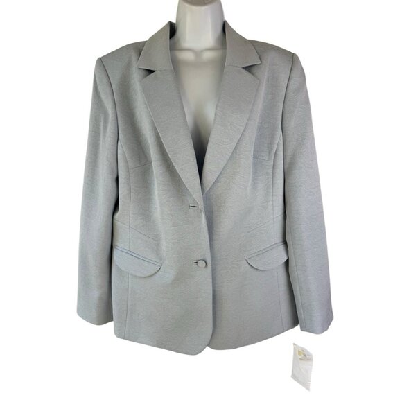 Liz Claiborne Suit 16 Jacket Skirt 2 pc Set Blue Tint Jacquard NEW READ - Picture 4 of 12